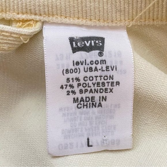 Levi’s Y2K Corduroy Trucker Jacket Pale Yellow Size Large - Picture 10 of 12